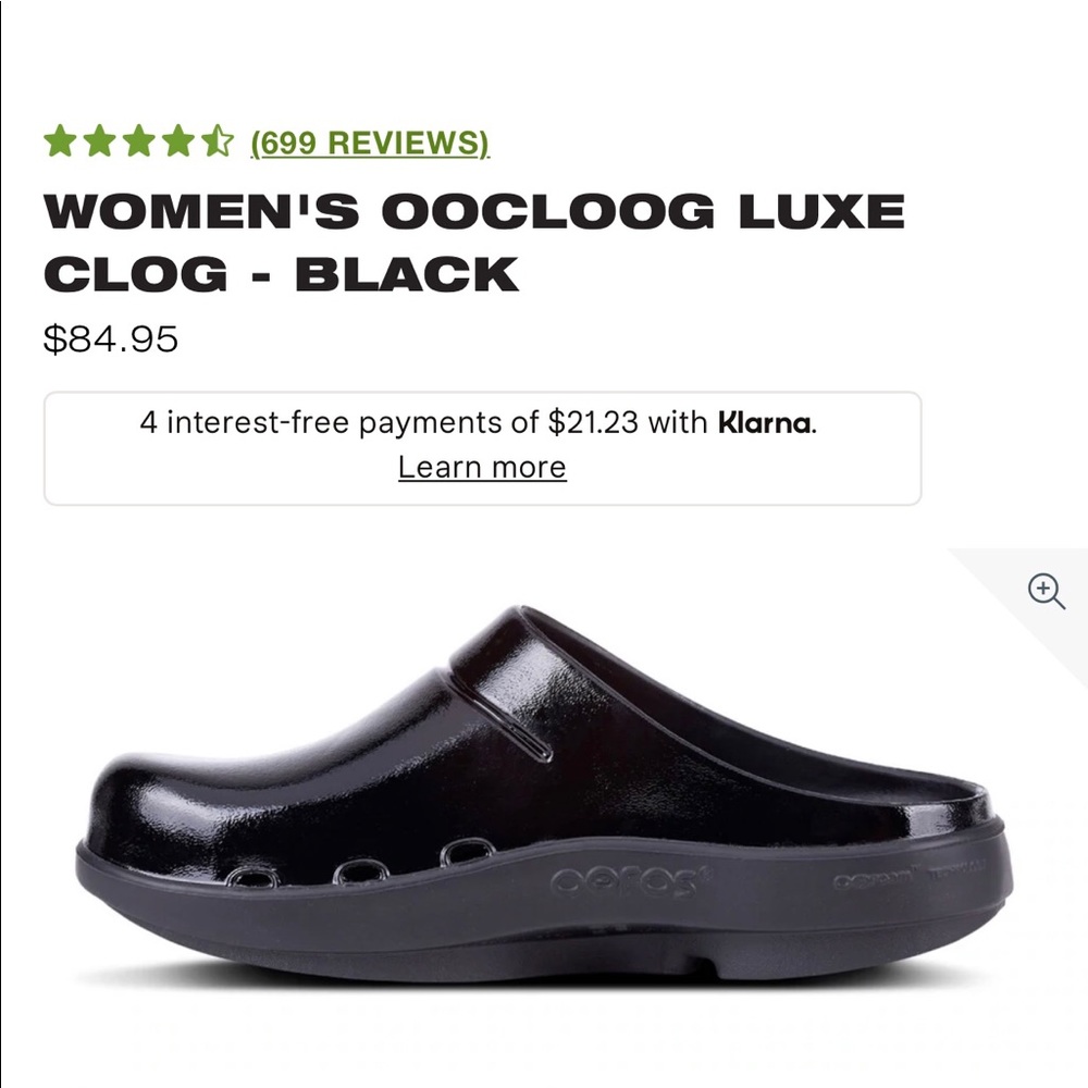 Oofos slip on luxe clogs - womenswear size 8/9